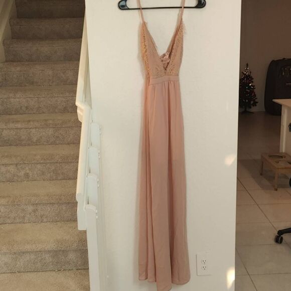 Tobi Dress Womens Large Opposites Attract Cross Back Slit Maxi Pink - Picture 1 of 8
